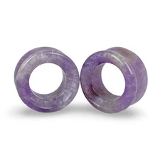 Amethyst Stone Double Flare Concave Tunnels (STN-652) set ear gauges PICK SIZE