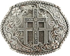 Western Belt Buckles for Men Rodeo Cowboy Cowgirl, Religious Cross Faith Belt Bu