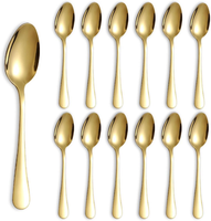 Gold SuppenlöFfel Set 12 StüCk 18,7Cm EsslöFfel Titan-Gold-Beschichtung Metall