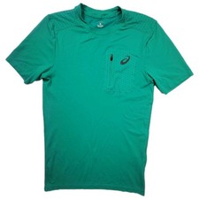 Asics Asicsmotiondry Shirt Short Sleeve Slim Fit Mens Size Large Green