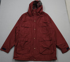 Vintage Woolrich Parka Coat Mens Large Red Wool Lined Canvas Hooded Made in USA