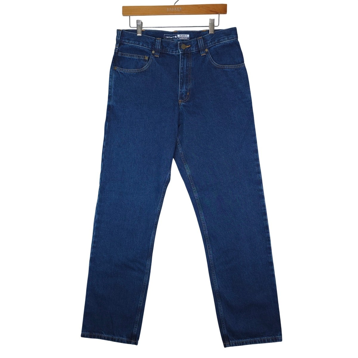 Carhartt Jeans Mens 32x34 Blue Relaxed Fit Straight Leg Dark Wash 