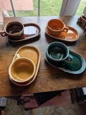 Hull Pottery Soup And Sandwich Sets (4) - Sli...