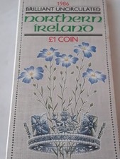 1  POUND 1986  UNCIRCULATED ROYAL MINT PACK  Northern Irish Flax