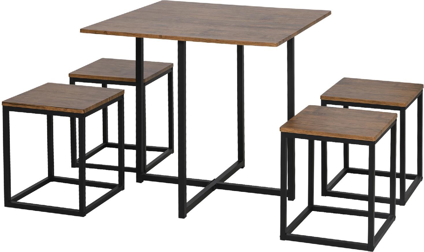Set Tavolo da Pranzo con 4 Sgabelli DecHome foto 2