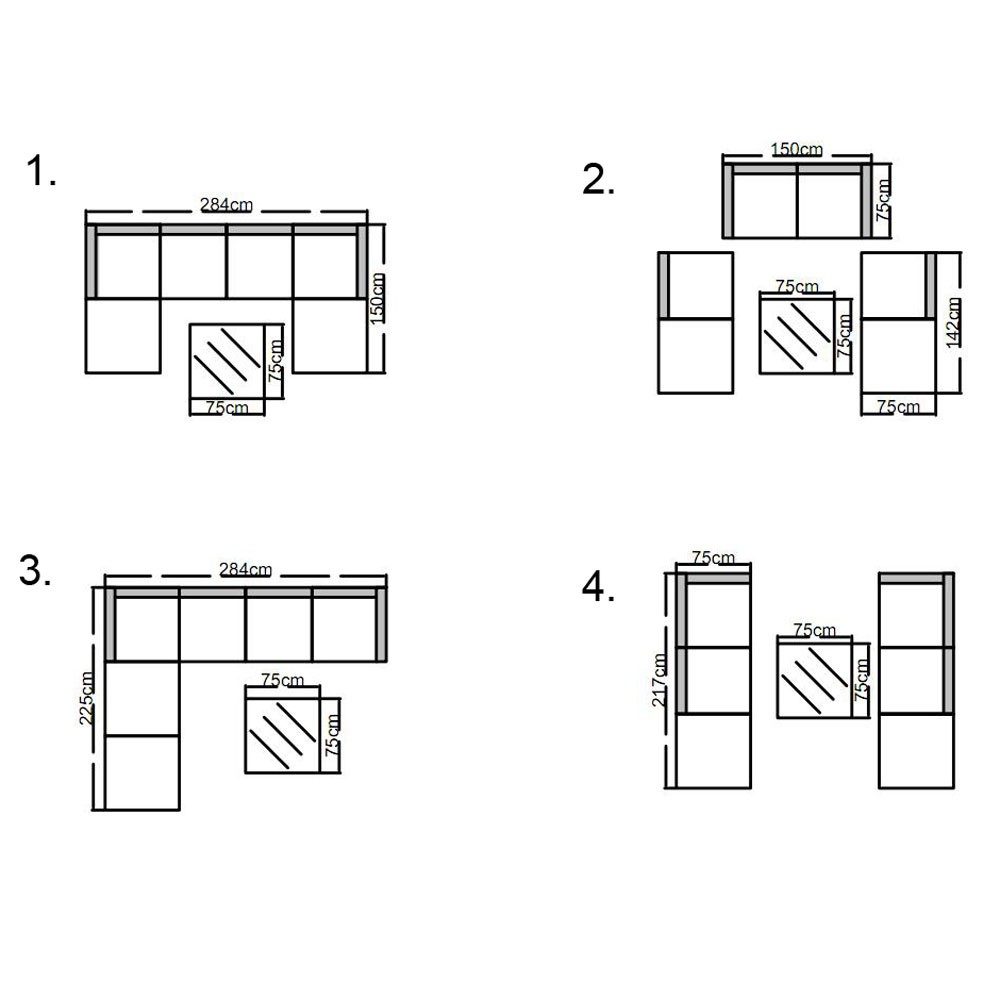 Polyrattan Lounge Garten-Set XXL Gartenmöbel Outdoor Set Grau SVITA LUGANO XL