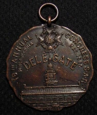 1905 SAR SONS OF THE AMERICAN REVOLUTION DELEGATE MEDAL - PHILDAELPHIA PA