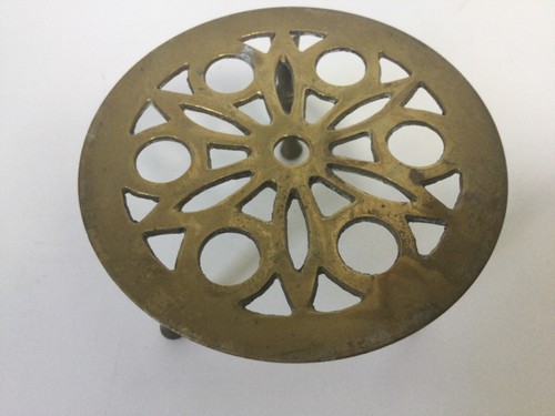 Vintage 40s INDIAN Small Brass Teapot On Brass Trivet Stand Decorative Fireplace - Picture 16 of 17