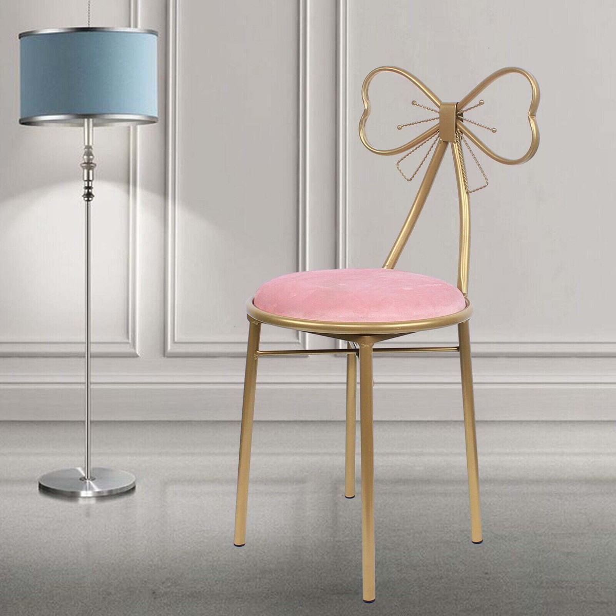 Glam Velvet Vanity Chair with Gold Metal Legs for Makeup Station - Butterfly Chair Pink 2 Piece Set Glam Velvet Vanity Chair with Gold Metal Legs for Makeup Station - Butterfly Chair Pink 2 Piece Set