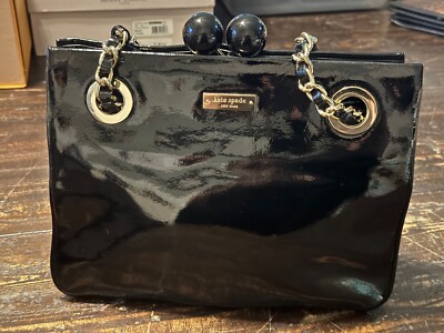 未使用級極美品 kate spade 黒 クラッチバッグ ゴールドチェーン Kate Spade New York Women's Black Patent Leather Clutch