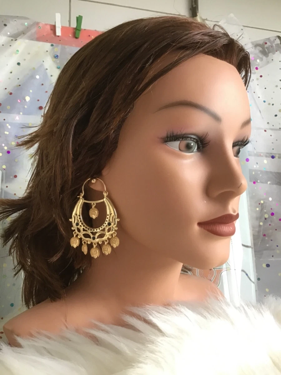 BOUCLES D,OREILLES CRÉOLES STYLE SAVOYARDE PLAQUÉ OR CHIC FEMME Nº 507