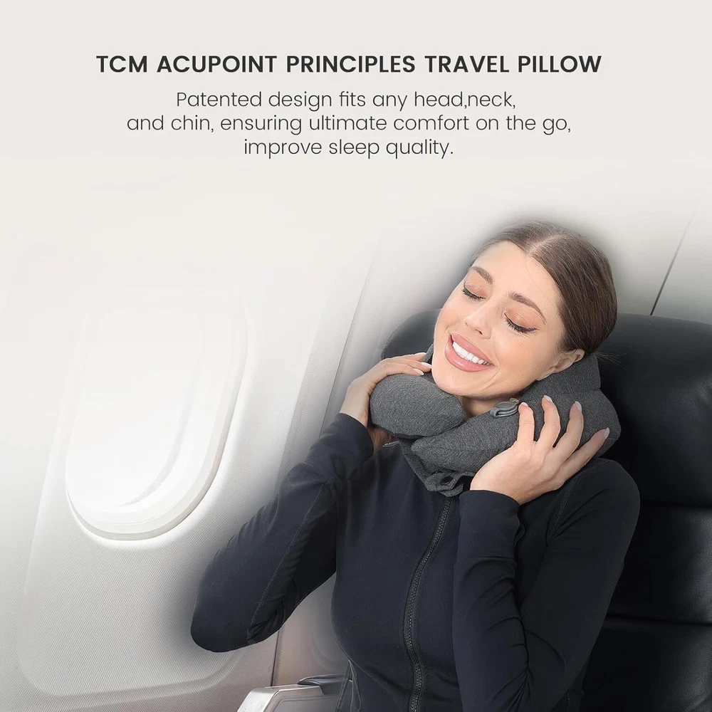Inflatable Neck Pillow with Acupressure Memory Foam for Travel Support Inflatable Neck Pillow with Acupressure Memory Foam for Travel Support