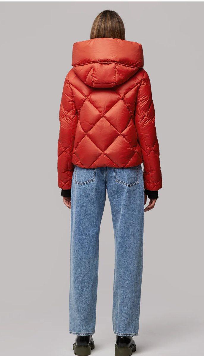 Soia & Kyo Down Puffer Jacket Coat 90% Down 700+ Fill Red Orange