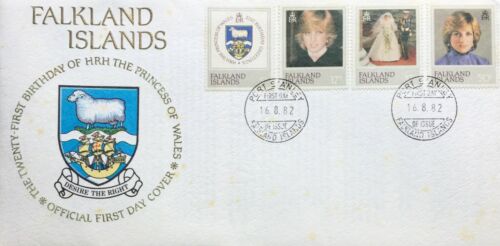Cubierta conmemorativa 1982 de la princesa Diana 21 cumpleaños Islas Malvinas - Imagen 1 de 1