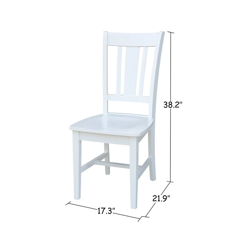 Set of Two San Remo Solid Wood Splatback Chairs in White - Image 4 of 4