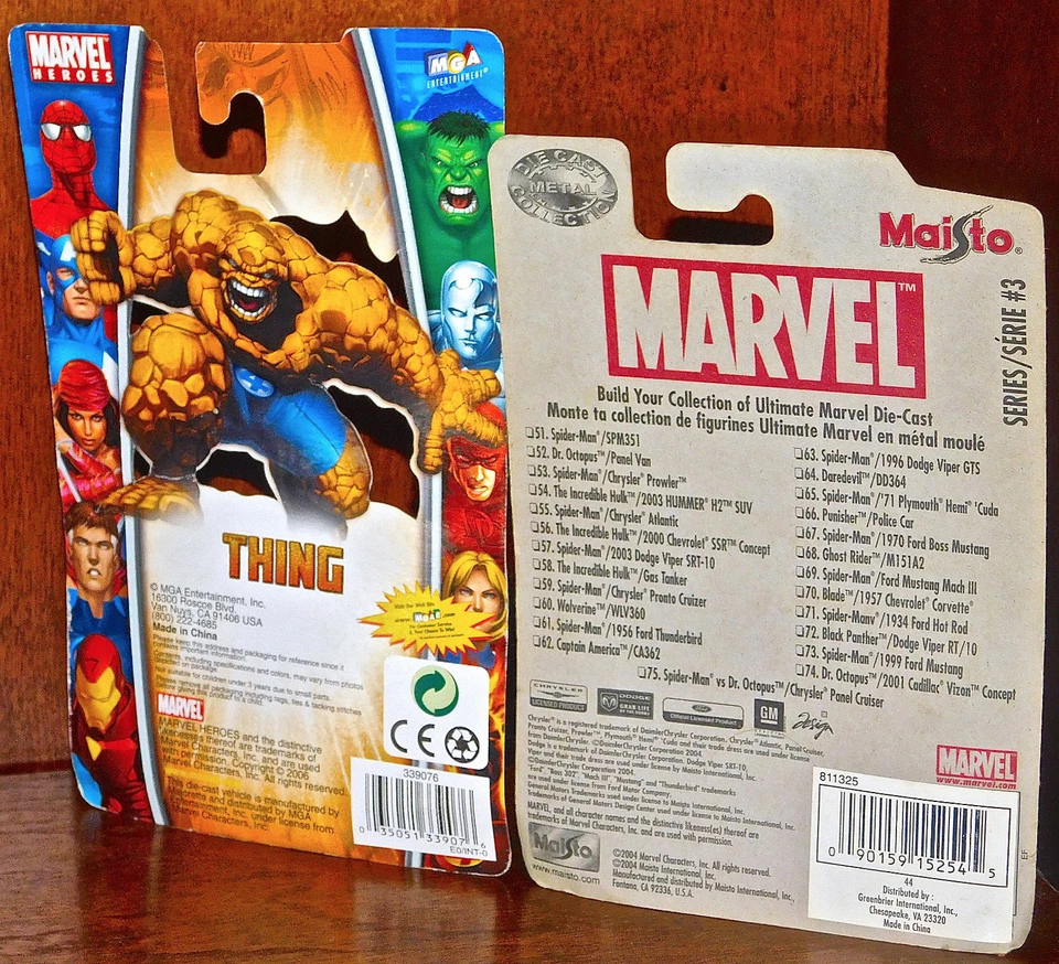 Maisto Marvel Universe 压铸系列金刚狼 Thing 批量 2 件全新未拆封汽车 — 第 2/3 张图片