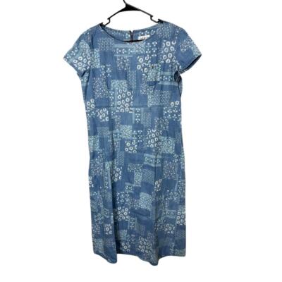 Villager Sport Liz Claiborne Blue Patchwork Denim Maxi Dress Short Sleeve  12