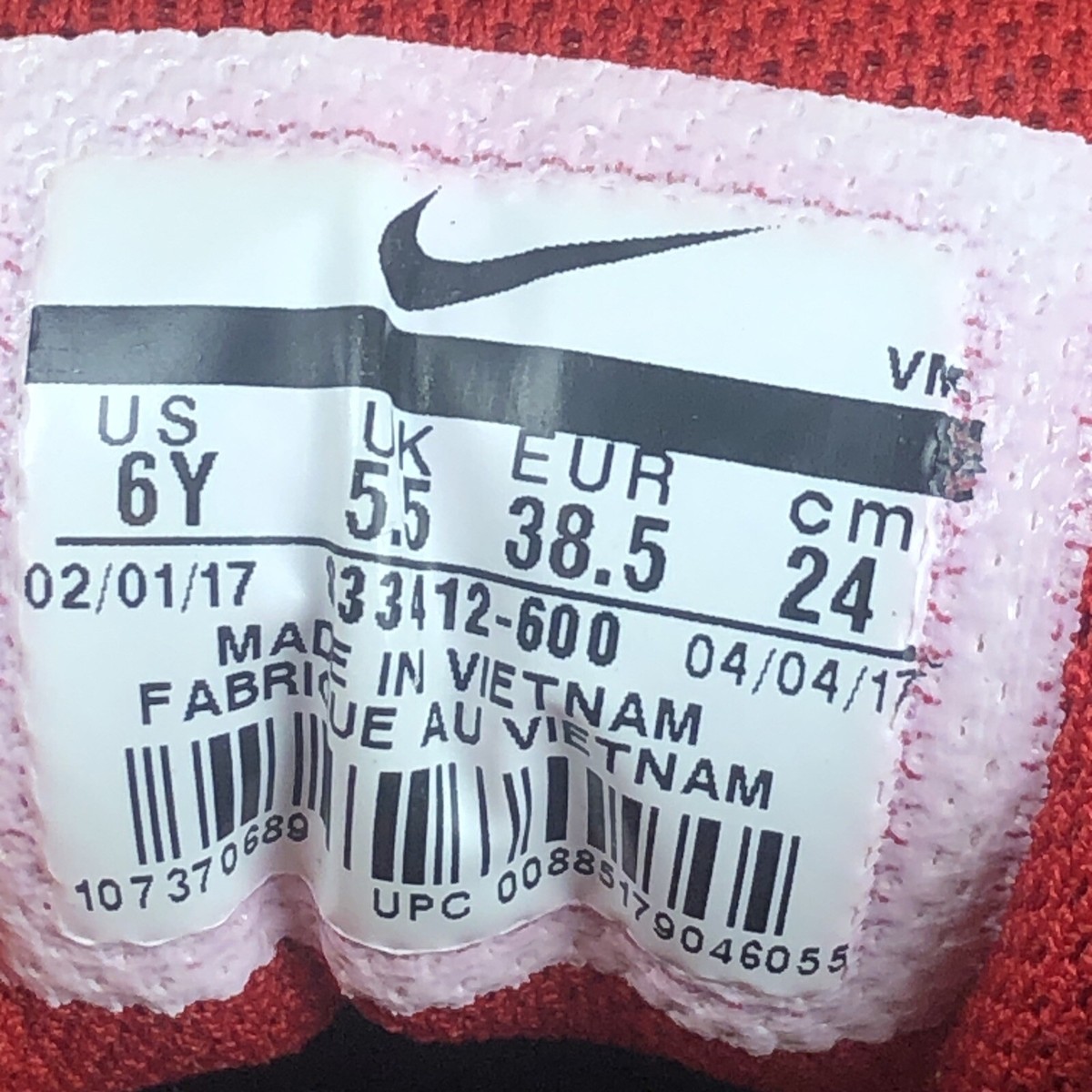 Nike Air Max 90 833412-600 Red Casual Shoes Sneakers Size 6Y