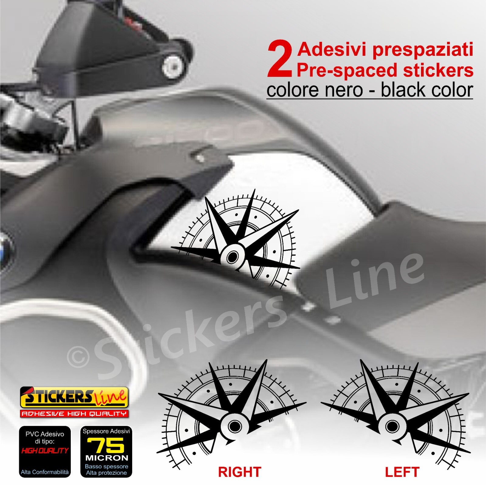 Gs Compas Sticker Stickers for Sides Tank BMW R 1200 GS Adventure until The 2012 Black | eBay