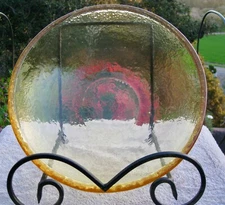 Fire and Light Recycled Art Glass  11 1/2" Serving Bowl  Salad Bowl Citrus Color