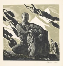 Voyaging Self Portrait Art Print – Rockwell Kent – 1924 Wood Engraving Classic
