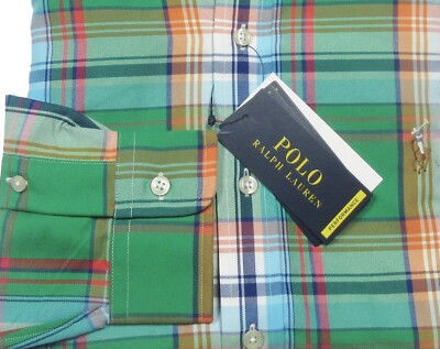 Polo Ralph Lauren Men's Green Plaid Classic Fit Performance Button