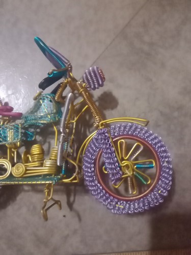 Motorcycle Figure Made out of Wire SUPER UNIQUE Colorful 11" x 8" - Picture 9 of 10