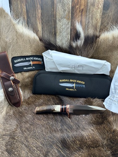 Randall Model Copper Companion Knife With Stag Handles & Leather Sheath Mint #2 - Picture 8 of 19