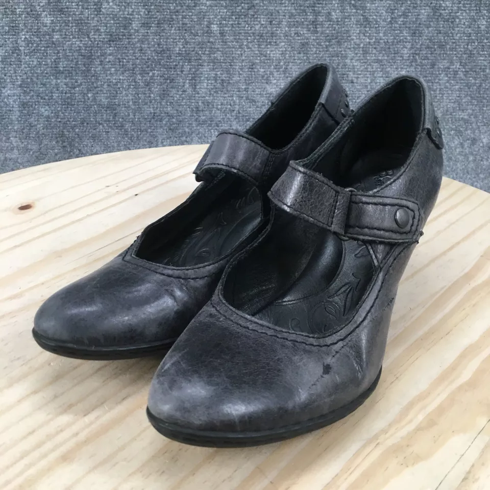 Born Shoes Womens 6 Casual Studded Mary Jane Pumps W32425 Black Leather Heels - Image 3 of 4