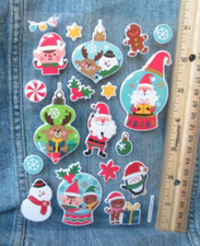FESTIVE SANTA ELF CRISTMAS IMAGES PUFFY STICKERS 1 Sheet Scrapbooking BB2