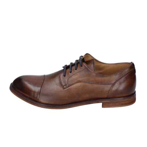 zapatos hombre +2 PIU' DUE 45 EU elegantes marrón cuero DE510 - Picture 1 of 5