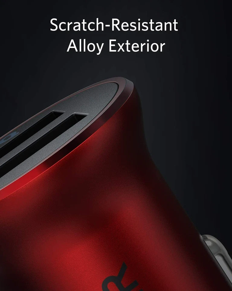 Adaptador Cargador Coche Anker Mini 24W Metal 4.8A LED Doble Carga USB para iPhone X Foto 4 de 4