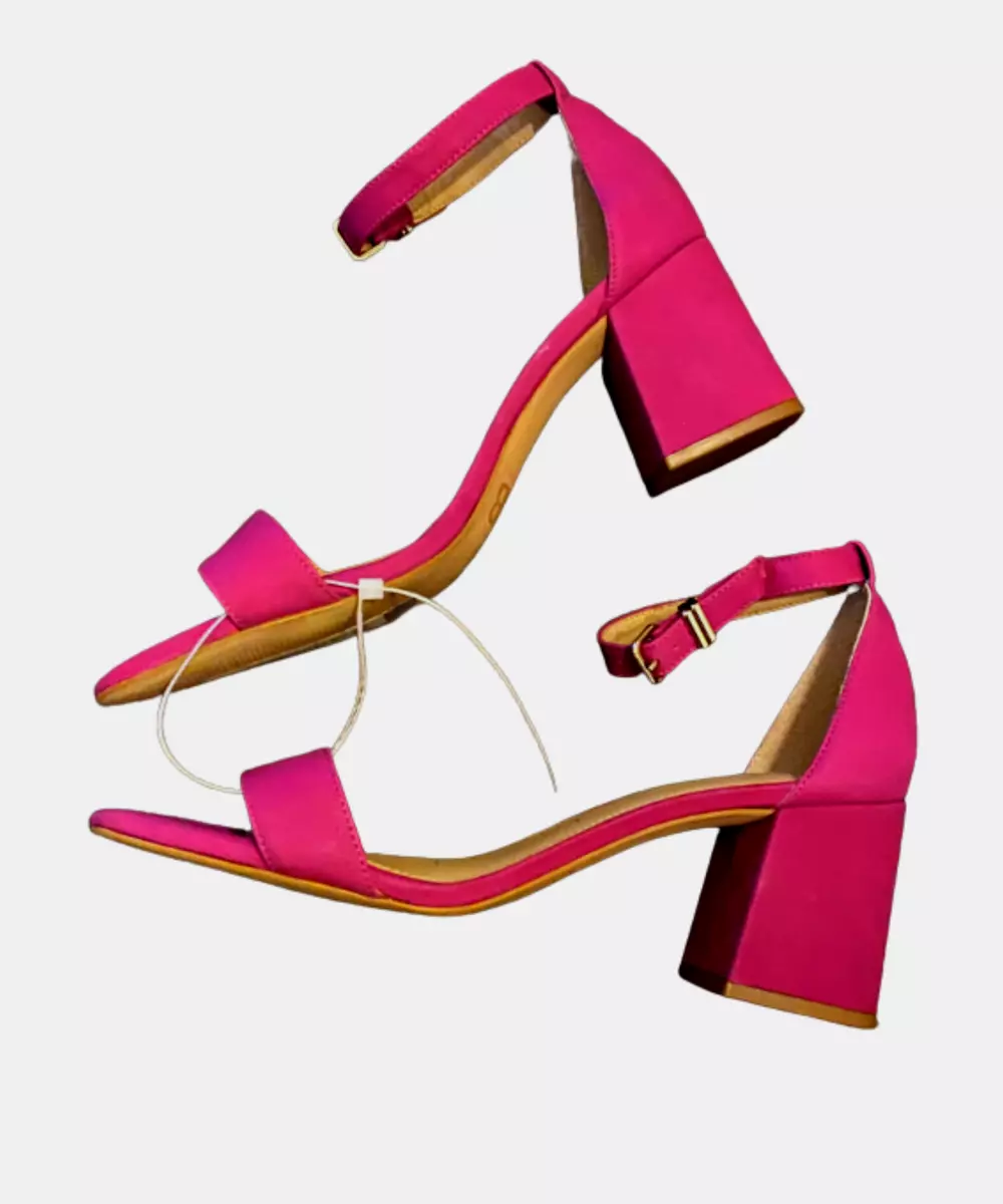 Ladies pink block heel sandals cheap