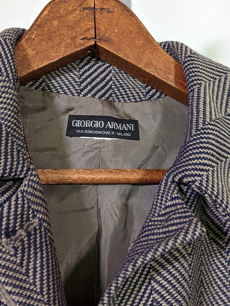 Giorgio Armani Early 90s Vintage Runway Herringbone Geometric