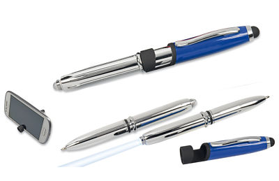 LED Touchpen Kugelschreiber – 3-in-1 Mit Touchscreen-Stift & Licht – Silber-schwarz & Gravur Möglich