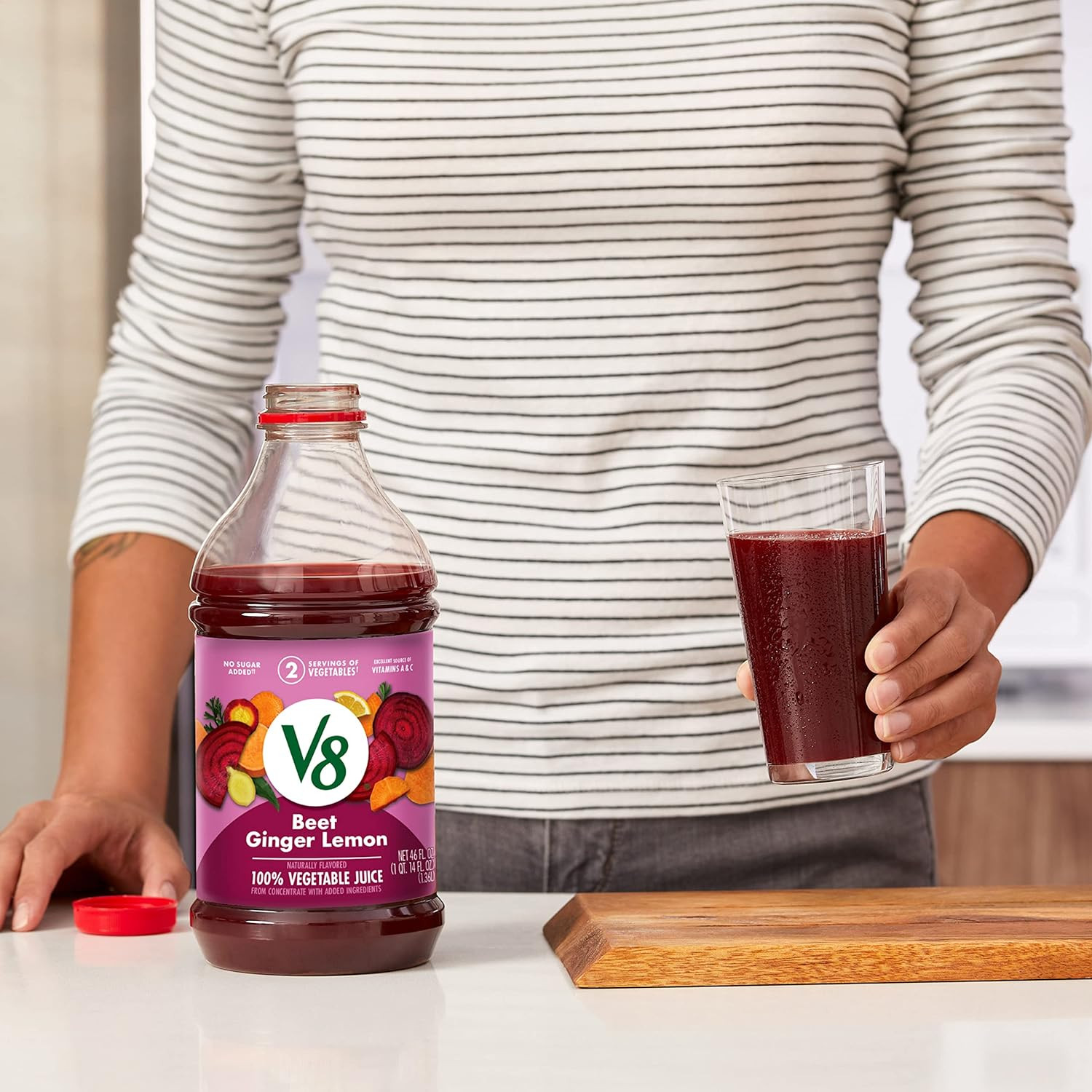 V8 Beet Ginger Lemon 100% Vegetable Juice, 46 Fl Oz Bottle