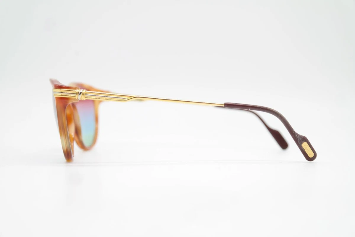 Vintage Sonnenbrille Cartier PARIS 1681688 Braun Gold Silber Oval sunglasses