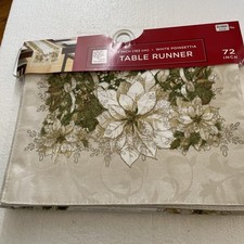 NEW 72 Inch Table Runner-White Poinsettia Table Runner