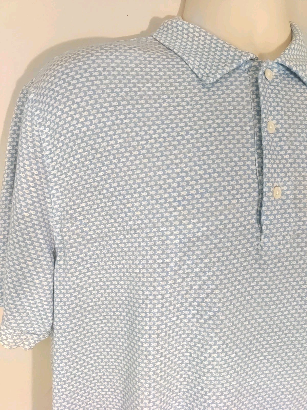 j mclaughlin Blue White Fish Theme Pattern Collar… - image 2