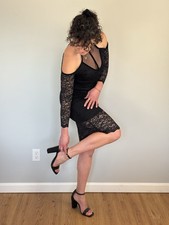 Express Black Lace Cocktail Prom Dress S 6 Bodycon Hot!
