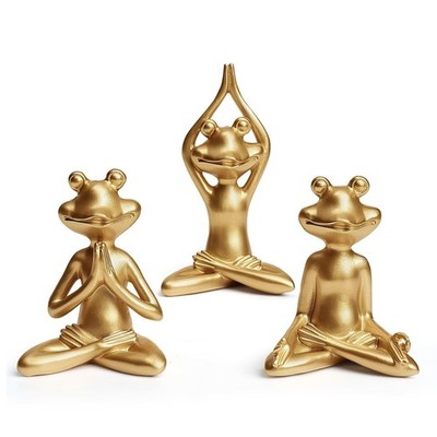 Yoga Frog Statues, 3.8''-5'' H Golden Frog Figurines Home Decor, Therapy Office...