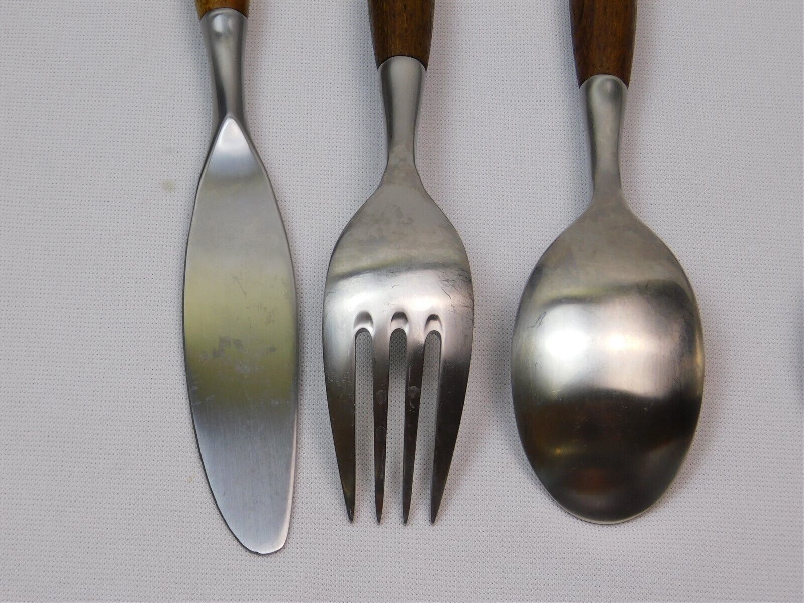 Vintage DANSK 6 Pc Fjord Teak Wood Stainless Service For 2