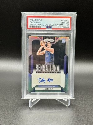 Zach Edey 2024 Panini Prizm Sensational Signatures Silver Prizm PSA 10 Auto RC
