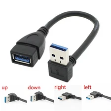 20cm USB 3.0 90 Degree Angled Extension Cable - Male to Female Adapter
