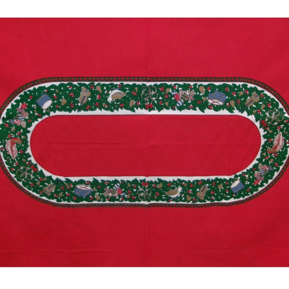 Mantel Villancico Rojo Verde Panel Ovalado 12 Días de Navidad 68x48 Foto 3 de 3