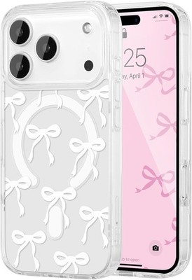 Magnetic for iPhone 17 Pro Max Case, Wireless Slim Clear Ribbon Aesthetic Cover