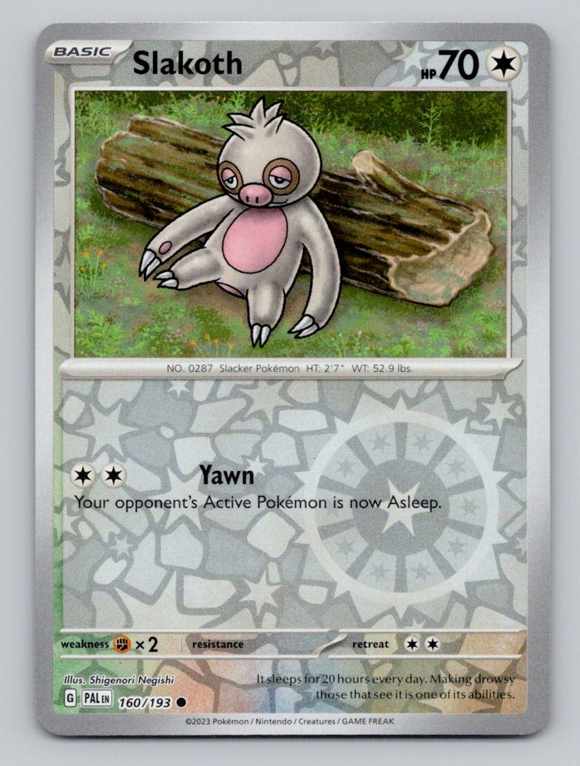 Slakoth 160/193 Common Paldea Evolved Pokemon Reverse Holo Near Mint