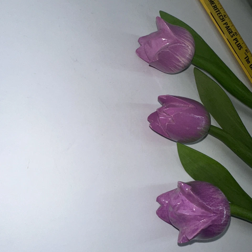 Tulipanes de madera, juego de 10 tulipanes de primavera, decoración de mesa de flores de 13”, madera hecha a mano Foto 3 de 4