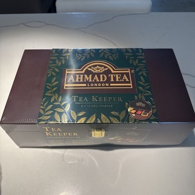 Ahmad Tea London Tea Keeper Wooden Box with 80-Count Assorted Tea Bags