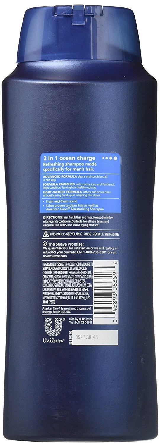 (2 Pack) Suave Mens, 2-in-1 Shampoo & Conditioner, Ocean Charge, 28 Oz
